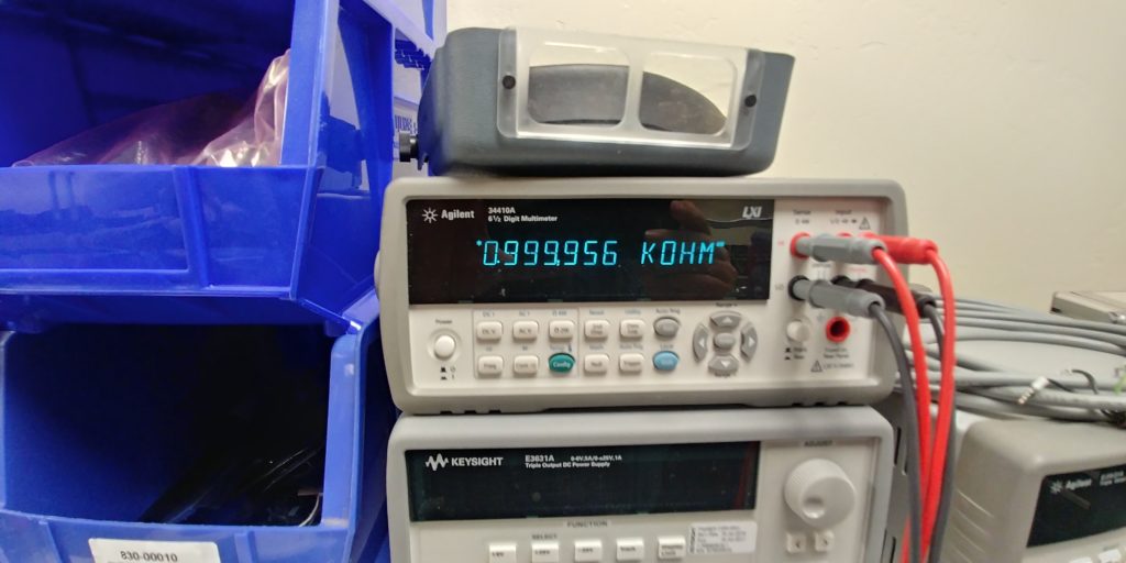 Measured value (0.999,956 kOhm) for the first 1 K resistor